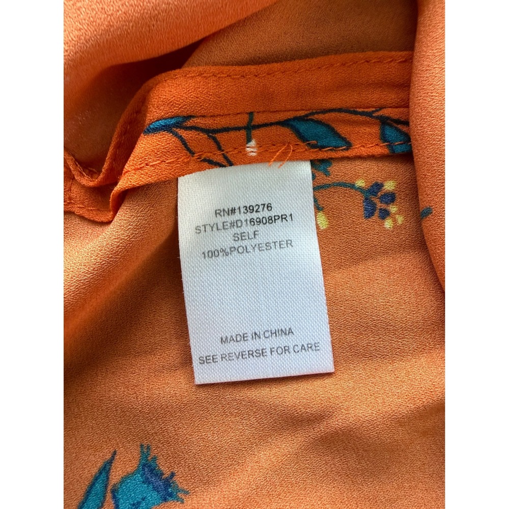 Daniel Rainn Orange Floral Ruffle Neck Sleeveless Blouse XXL D16908PR1 - Picture 5 of 8